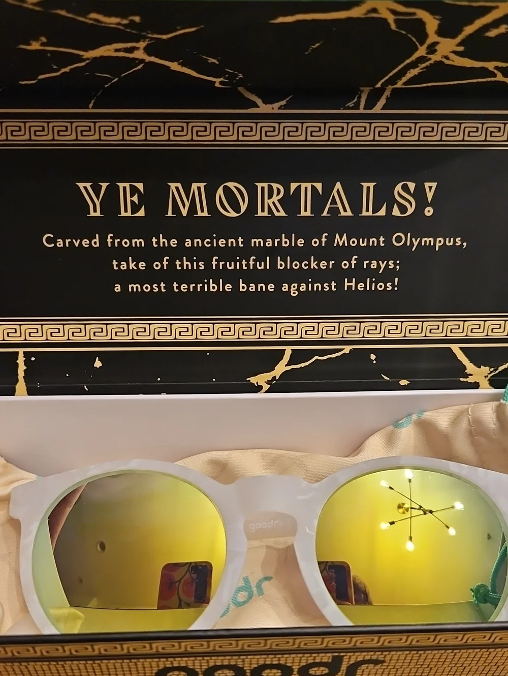 goodr Circle G White Sunglasses with Gold Mirrored Lenses